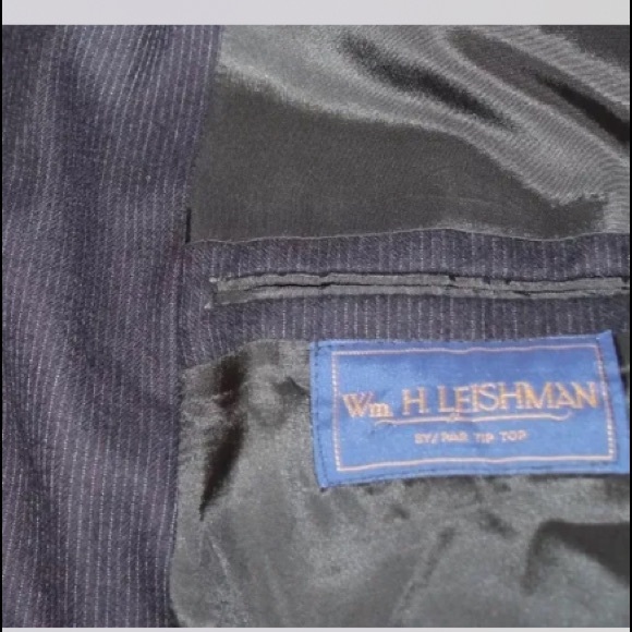 Wm H. Leishman Blue Pin Striped Men Blazer 100% Wool 44R Canada - Picture 2 of 10